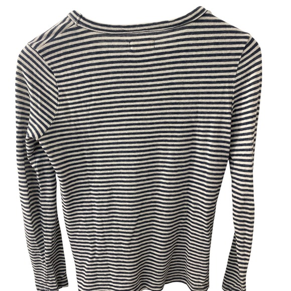 Madewell Women's Striped Long Sleeve Knot-Front Shirt Everyday Linen Blend Small - Picture 3 of 8